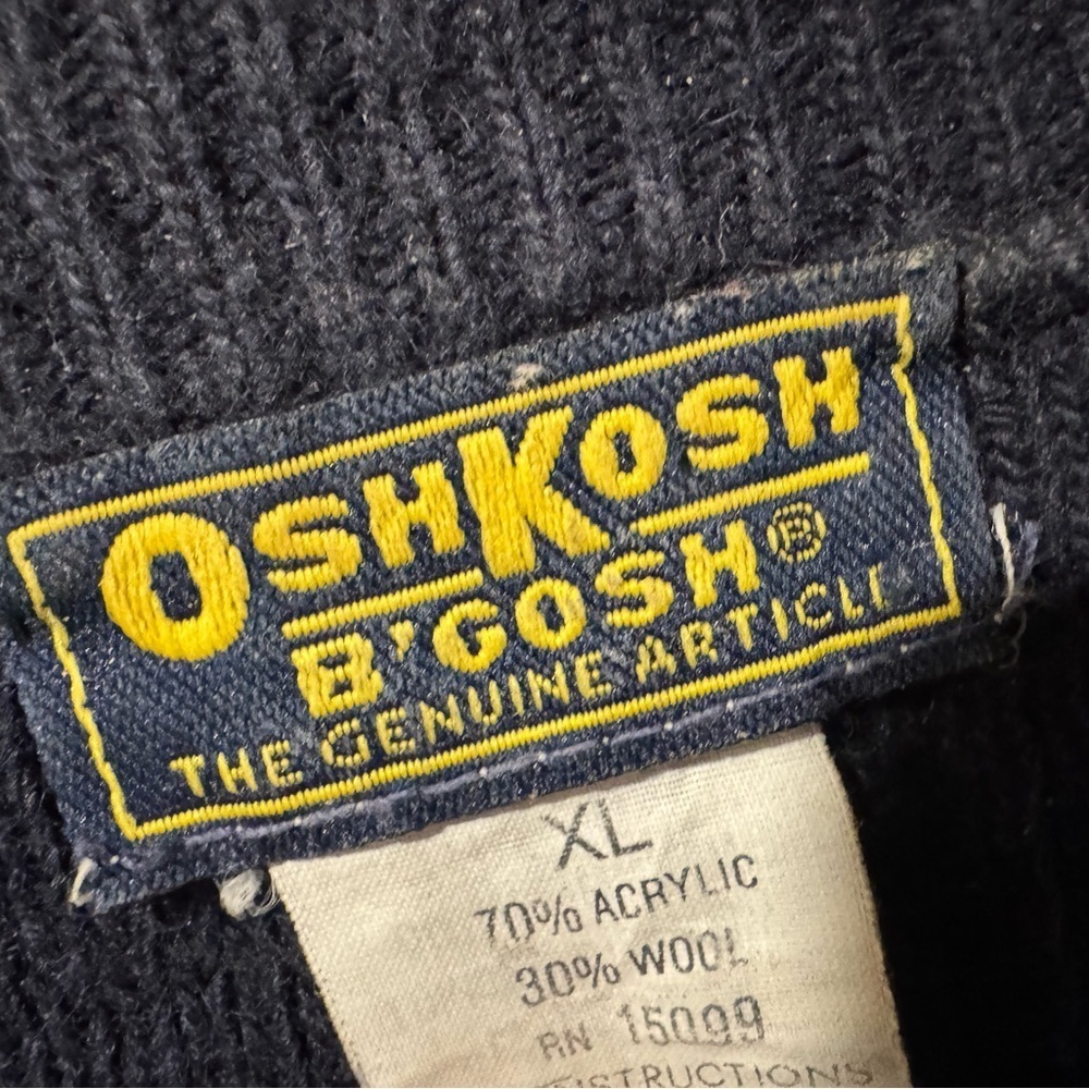 Vintage Oshkosh Ski Sweater Womens Large Blue Mock Neck Boulder Mountain Winter - Picture 4 of 6